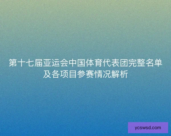 第十七届亚运会中国体育代表团完整名单及各项目参赛情况解析